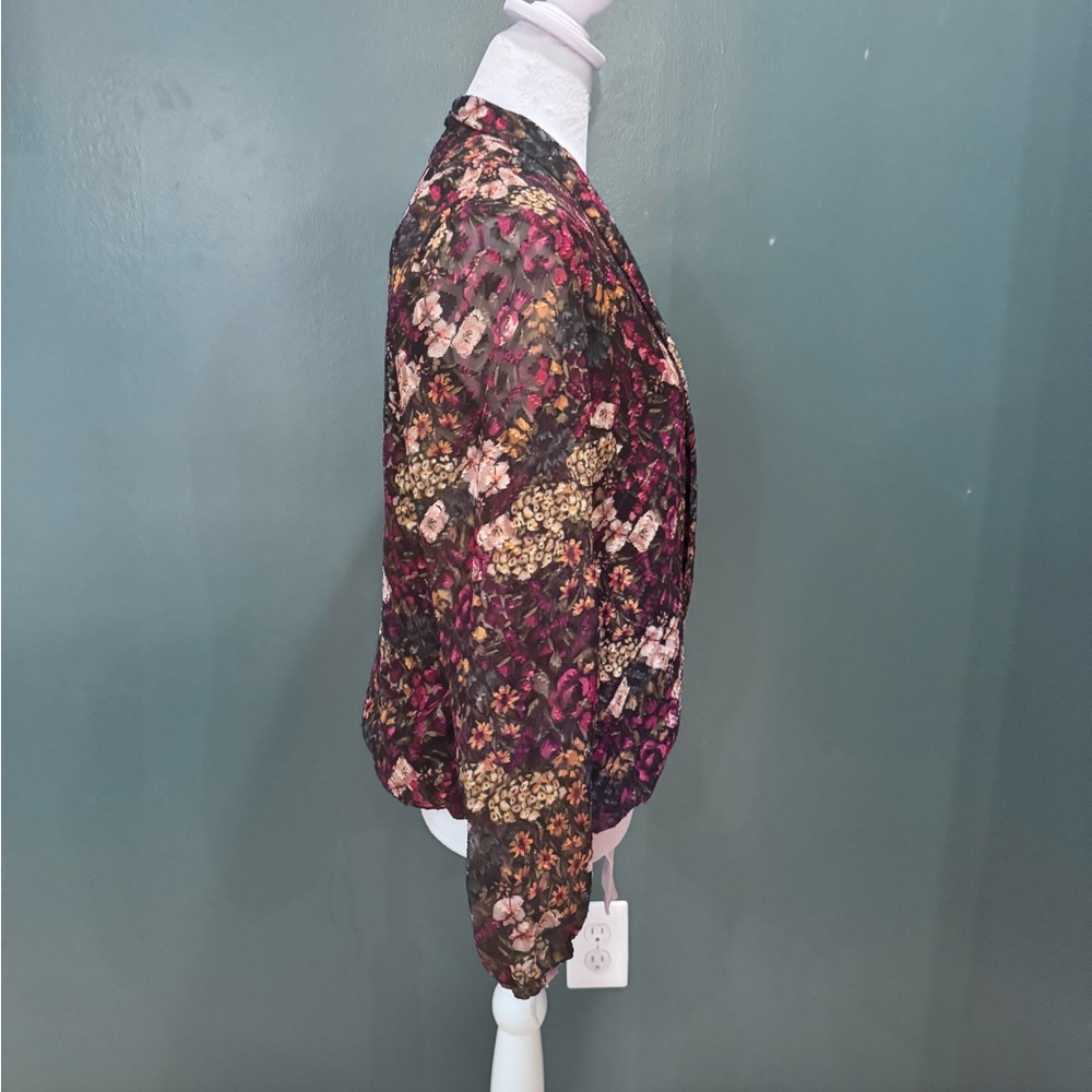 Amanda Uprichard Brown and Yellow Fitted Long Sleeve Blouse - Picture 5 of 11